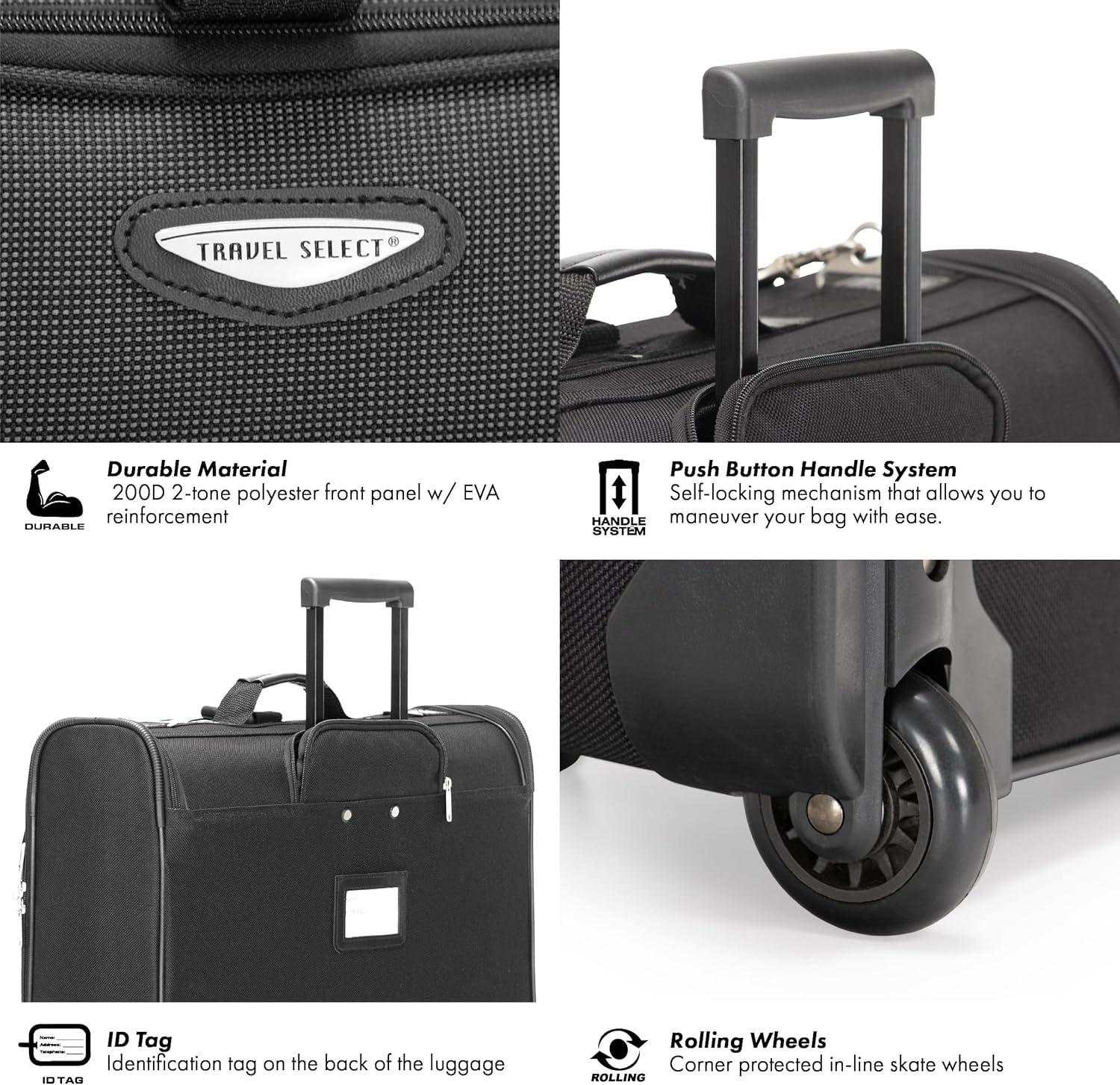 imageTravel Select Amsterdam Business Rolling Garment Bag Softside Expandable Rolling 2Wheeled Suit Carrier Black One SizeGray