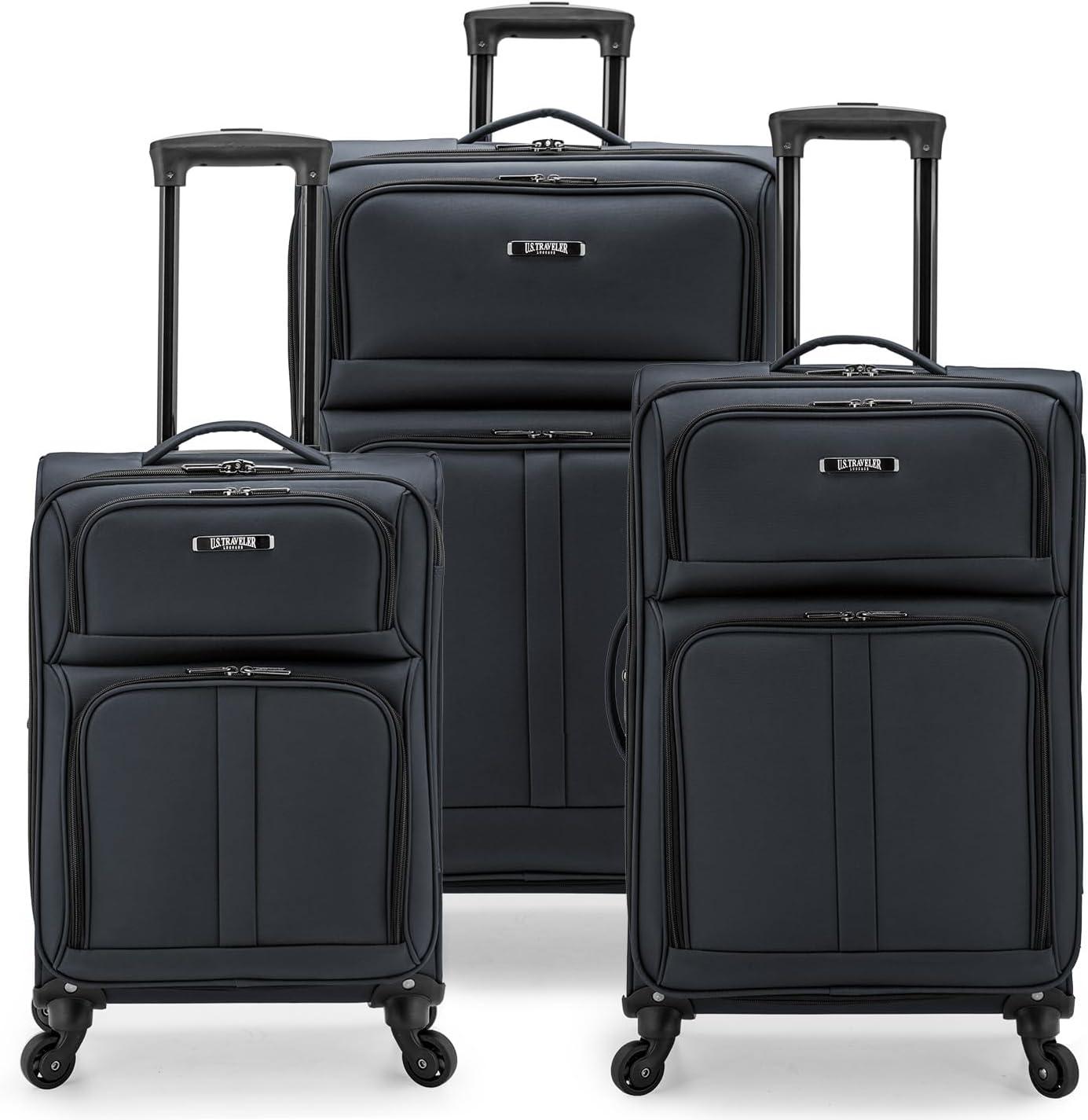 imageUS Traveler Anzio Softside Expandable Spinner Luggage Teal 3PIece Set 222630Dark Grey