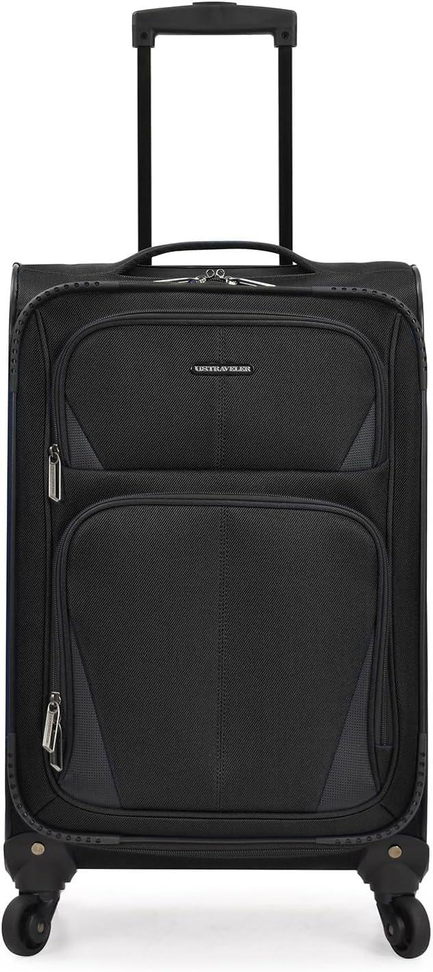 imageUS Traveler Aviron Bay Expandable Softside Luggage with Spinner Wheels Purple 3Piece SetBlack