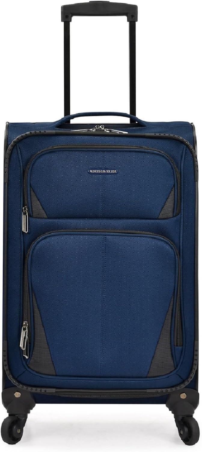 imageUS Traveler Aviron Bay Expandable Softside Luggage with Spinner Wheels Purple 3Piece SetNavy