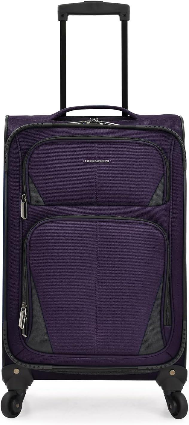 imageUS Traveler Aviron Bay Expandable Softside Luggage with Spinner Wheels Purple 3Piece SetPurple