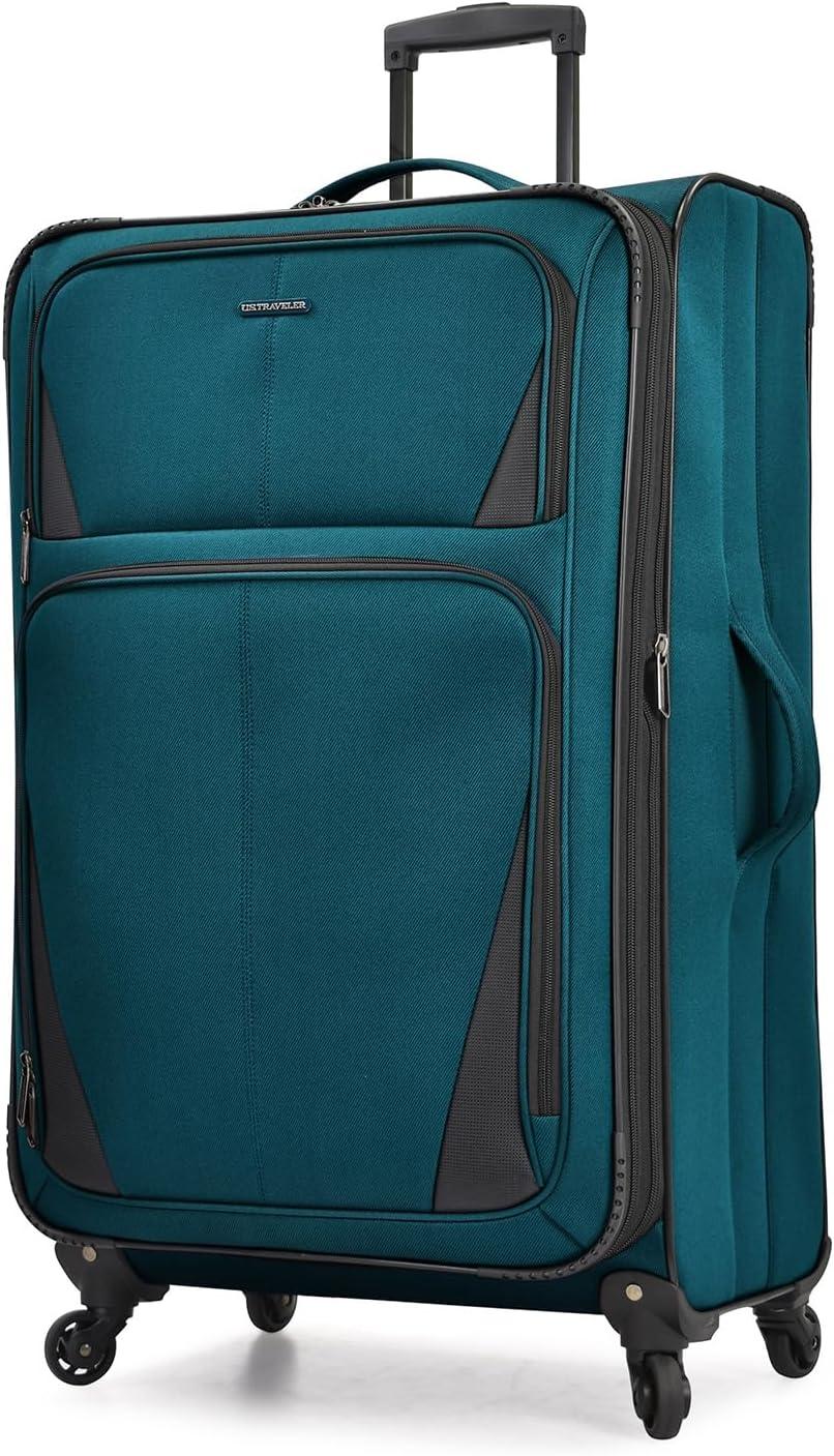 imageUS Traveler Aviron Bay Expandable Softside Luggage with Spinner Wheels Purple 3Piece SetTeal