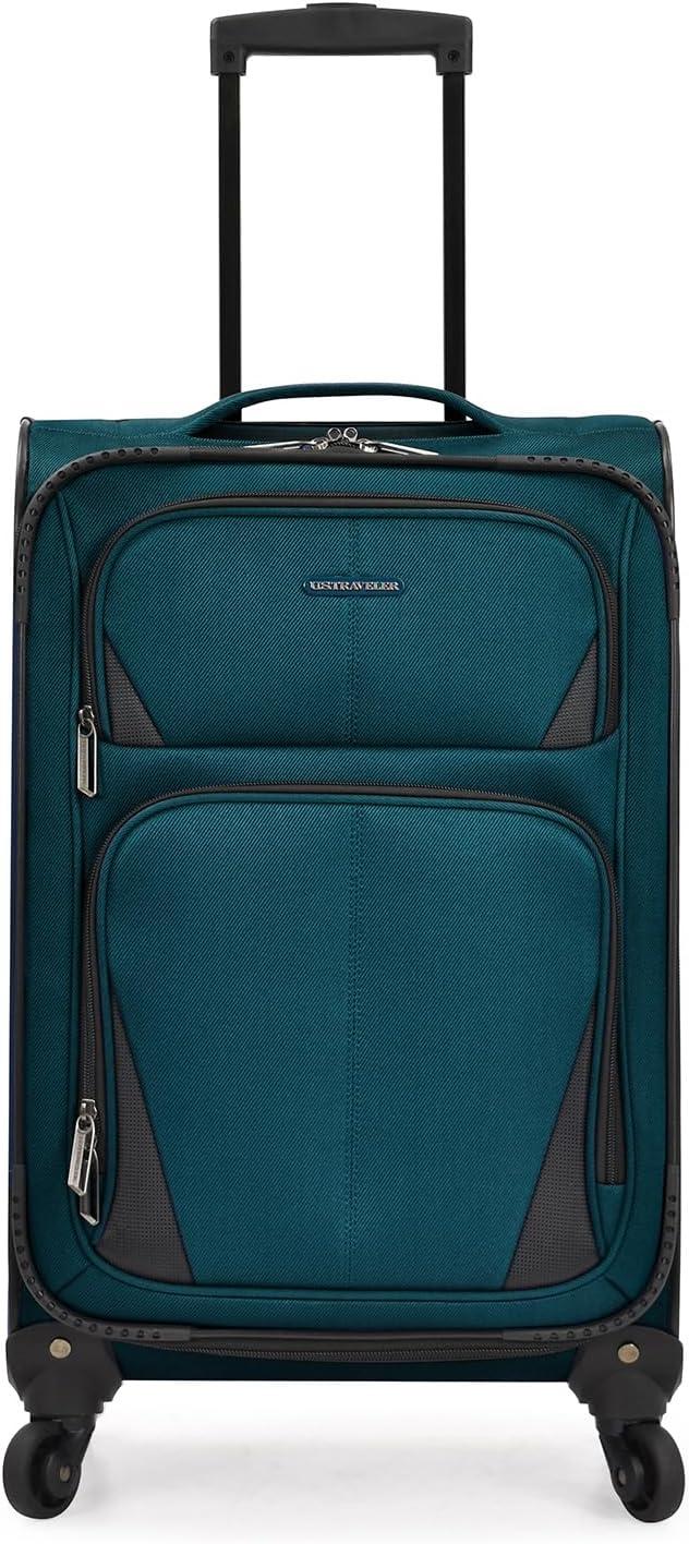 imageUS Traveler Aviron Bay Expandable Softside Luggage with Spinner Wheels Purple 3Piece SetTeal