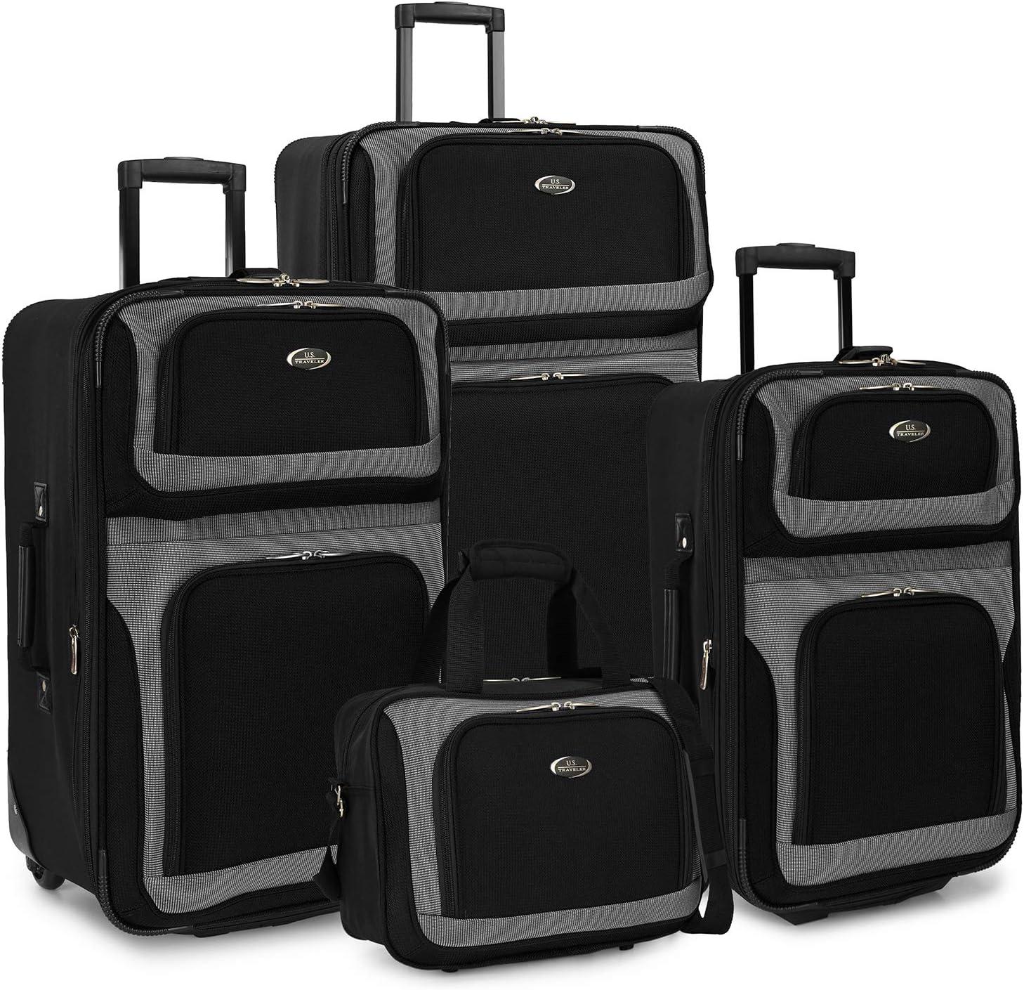 imageUS Traveler New Yorker Lightweight Expandable Rolling Luggage Gray 4Piece SetBlack
