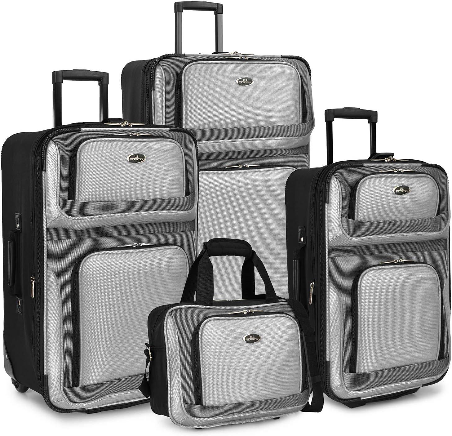 imageUS Traveler New Yorker Lightweight Expandable Rolling Luggage Gray 4Piece SetGray