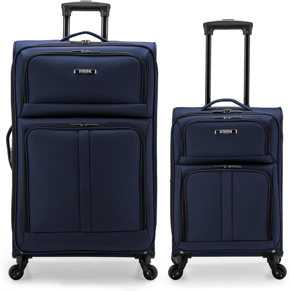 imageUS Traveler Anzio Softside Expandable Spinner Luggage Teal 3PIece Set 222630Navy