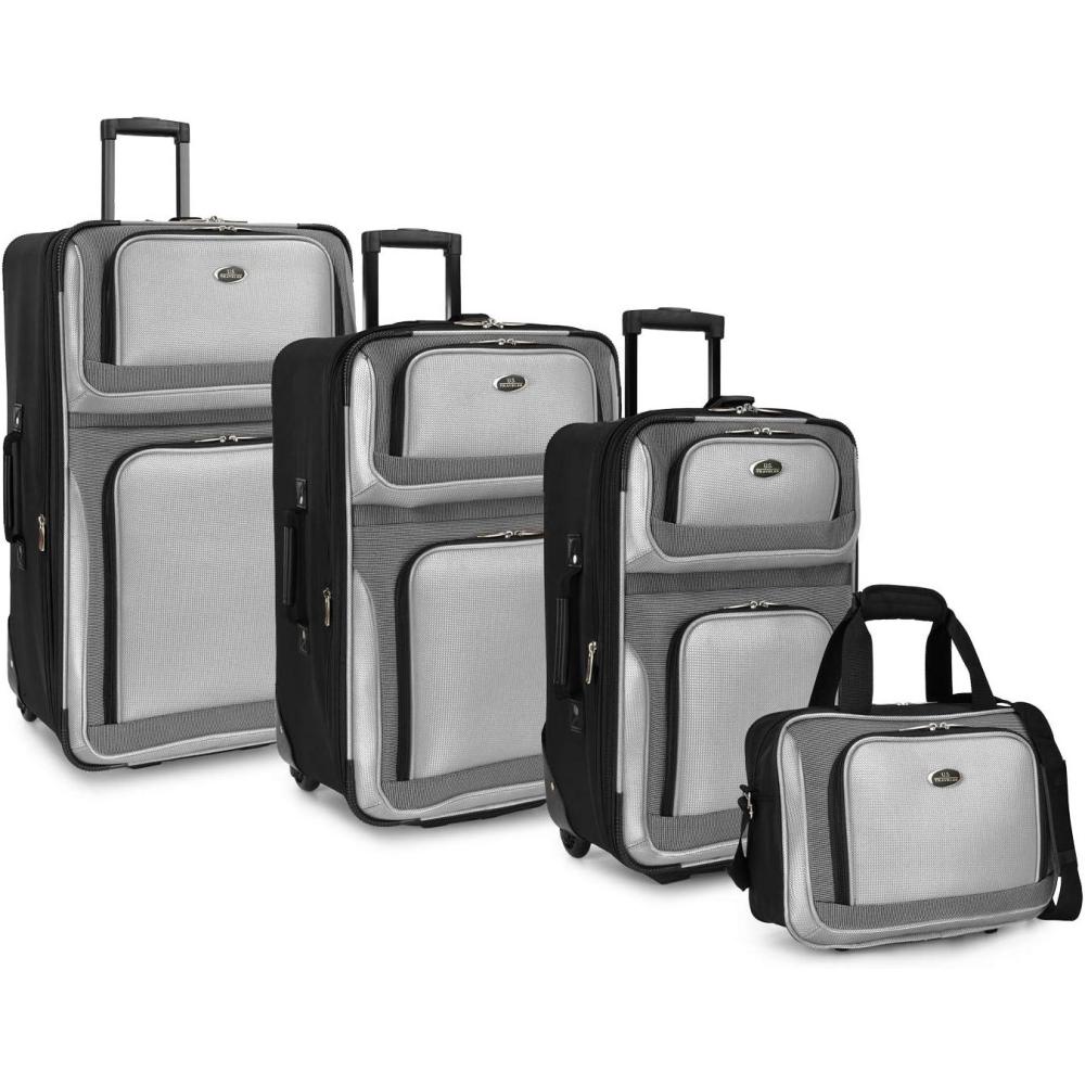 imageUS Traveler New Yorker Lightweight Expandable Rolling Luggage Gray 4Piece SetGray 20