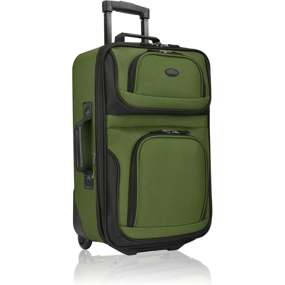 imageUS Traveler Rio Lightweight Softside Rolling Carryon Suitcase 4Wheel Set GreenGreen