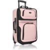 imageUS Traveler Rio Lightweight Softside Rolling Carryon Suitcase 4Wheel Set GreenPink