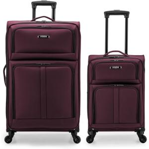 U.S. Traveler Anzio Softside Expandable Spinner Luggage, Teal, 3-PIece Set (22/26/30)(Burgundy)