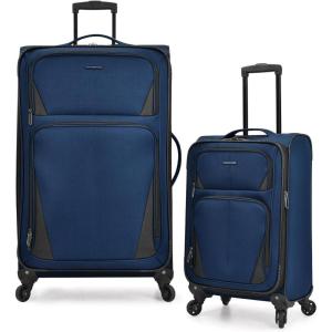 U.S. Traveler Aviron Bay Expandable Softside Luggage with Spinner Wheels, Purple, 3-Piece Set(Navy)