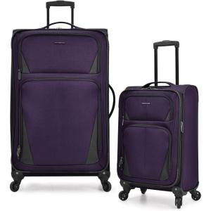 U.S. Traveler Aviron Bay Expandable Softside Luggage with Spinner Wheels, Purple, 3-Piece Set(Purple)