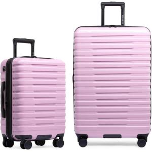 U.S. Traveler Boren Expandable Hardside Rugged Travel Luggage with 8 Spinner Wheels, Rose Pink, 2-Piece Set(Lavender)