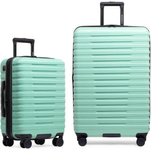 U.S. Traveler Boren Expandable Hardside Rugged Travel Luggage with 8 Spinner Wheels, Rose Pink, 2-Piece Set(Mint)
