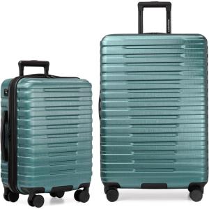 U.S. Traveler Boren Expandable Hardside Rugged Travel Luggage with 8 Spinner Wheels, Rose Pink, 2-Piece Set(Teal)