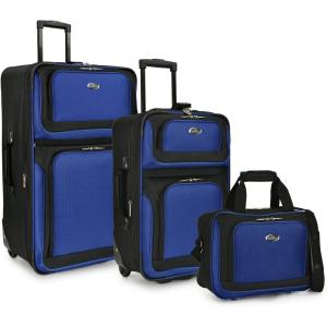 U.S. Traveler New Yorker Lightweight Expandable Rolling Luggage, Gray, 4-Piece Set(Blue)