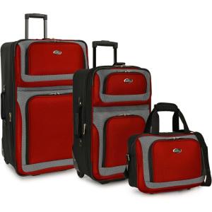 U.S. Traveler New Yorker Lightweight Expandable Rolling Luggage, Gray, 4-Piece Set(Red)