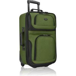 U.S. Traveler Rio Lightweight Softside Rolling Carry-on Suitcase, 4-Wheel Set, Green(Green)