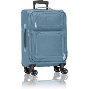 U.S. Traveler Rio Lightweight Softside Rolling Carry-on Suitcase, 4-Wheel Set, Green(Light Blue)