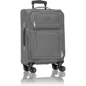 U.S. Traveler Rio Lightweight Softside Rolling Carry-on Suitcase, 4-Wheel Set, Green(Light Gray)