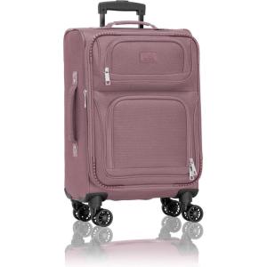 U.S. Traveler Rio Lightweight Softside Rolling Carry-on Suitcase, 4-Wheel Set, Green(Mauve)