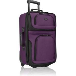 U.S. Traveler Rio Lightweight Softside Rolling Carry-on Suitcase, 4-Wheel Set, Green(Purple)