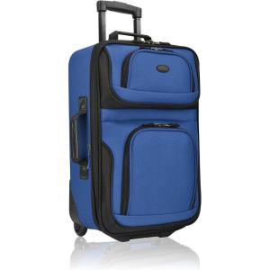 U.S. Traveler Rio Lightweight Softside Rolling Carry-on Suitcase, 4-Wheel Set, Green(Royal Blue)