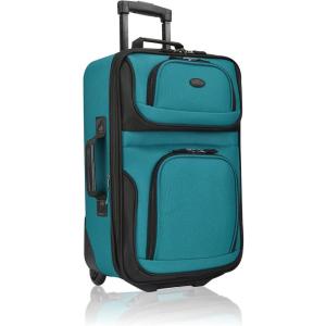 U.S. Traveler Rio Lightweight Softside Rolling Carry-on Suitcase, 4-Wheel Set, Green(Teal)