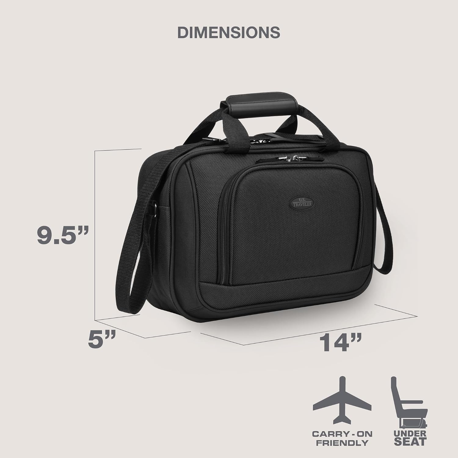 image:imageUS Traveler Rio 14 Travel Tote Bag Lightweight 1200D CarryOn Bag for Women amp MenBlack