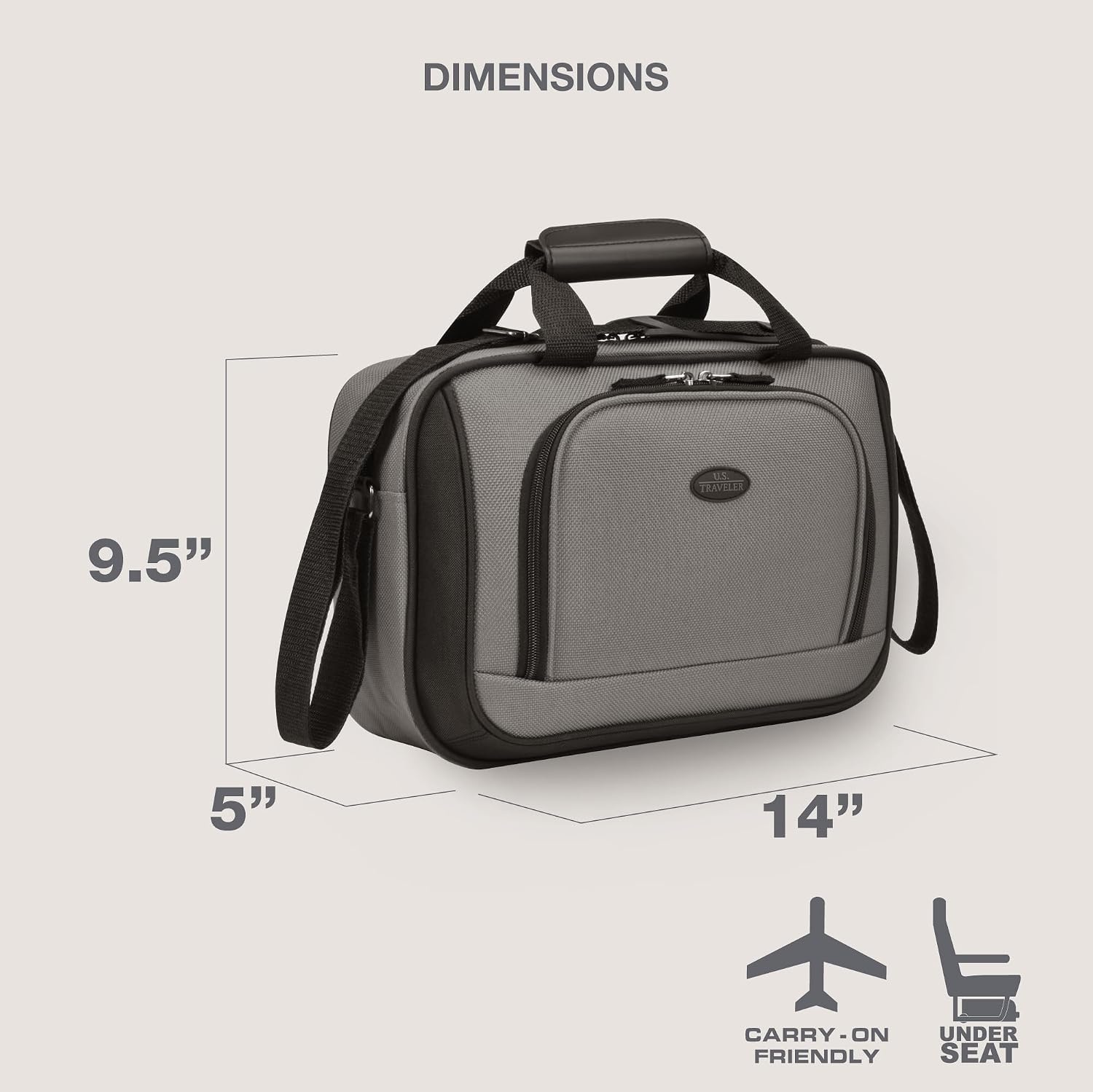image:imageUS Traveler Rio 14 Travel Tote Bag Lightweight 1200D CarryOn Bag for Women amp MenGray