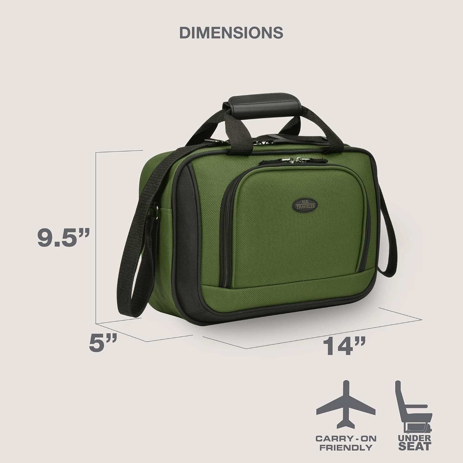 image:imageUS Traveler Rio 14 Travel Tote Bag Lightweight 1200D CarryOn Bag for Women amp MenGreen