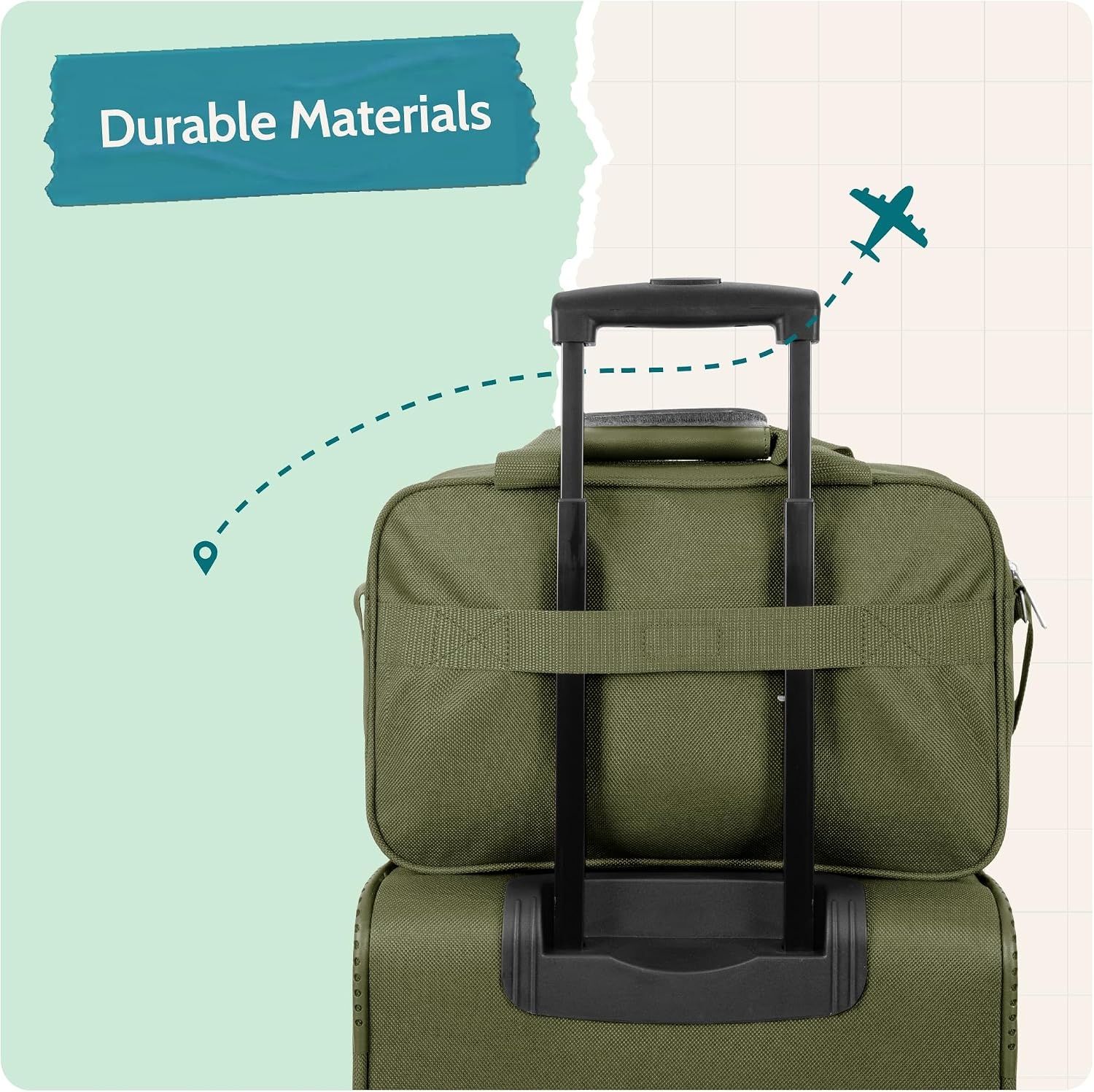 image:imageUS Traveler Rio 14 Travel Tote Bag Lightweight 1200D CarryOn Bag for Women amp MenGreen
