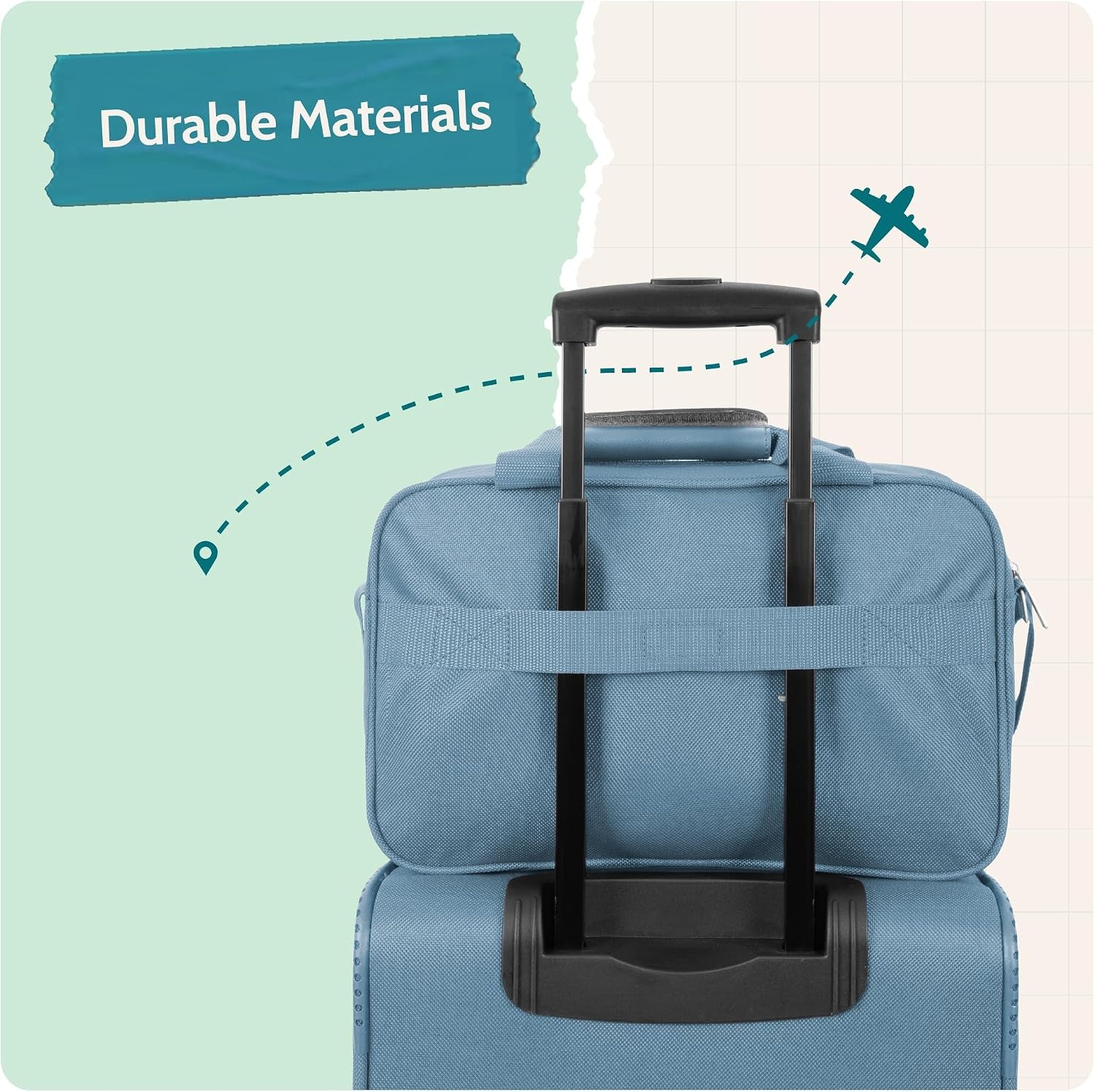 image:imageUS Traveler Rio 14 Travel Tote Bag Lightweight 1200D CarryOn Bag for Women amp MenLight Blue