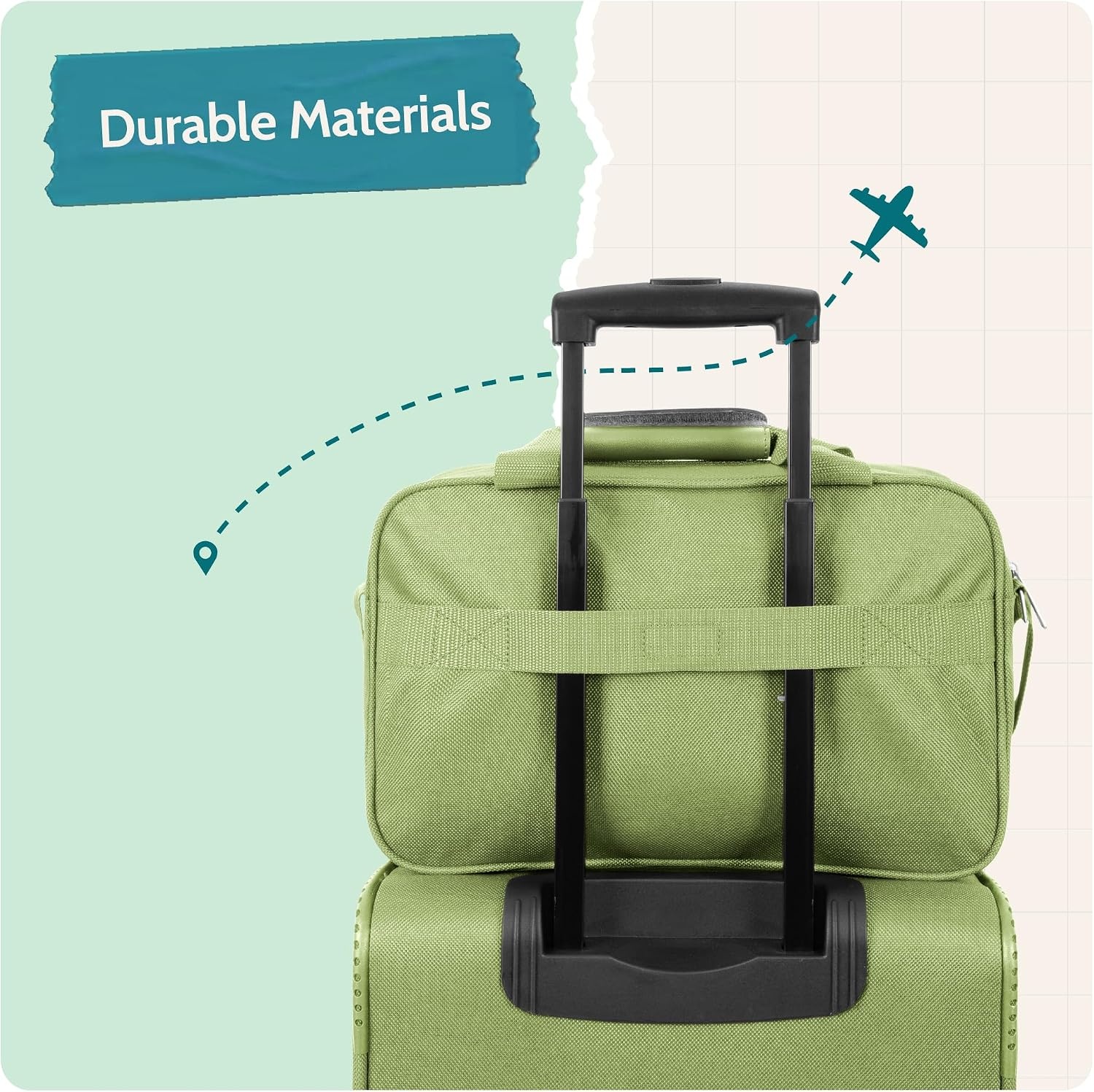 image:imageUS Traveler Rio 14 Travel Tote Bag Lightweight 1200D CarryOn Bag for Women amp MenLight Green