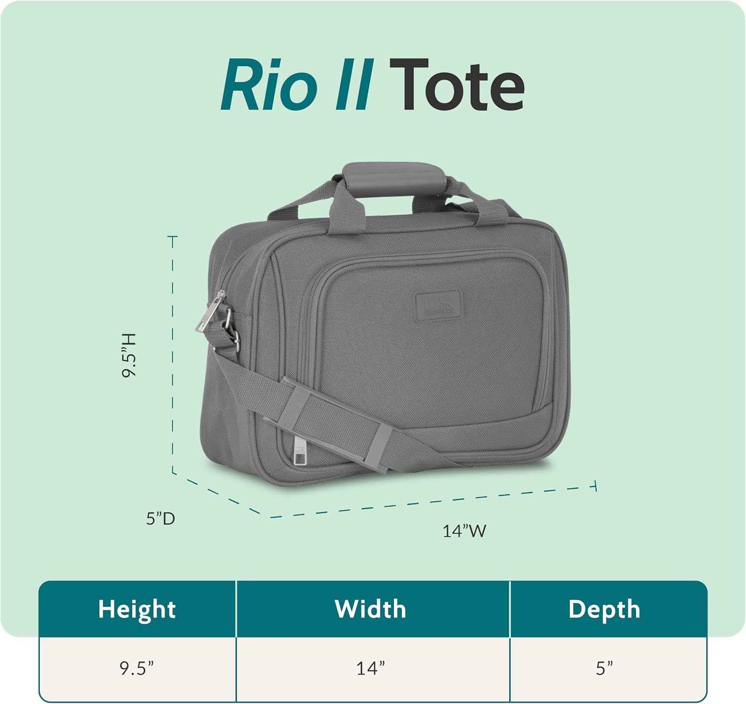 image:imageUS Traveler Rio 14 Travel Tote Bag Lightweight 1200D CarryOn Bag for Women amp MenLight Grey