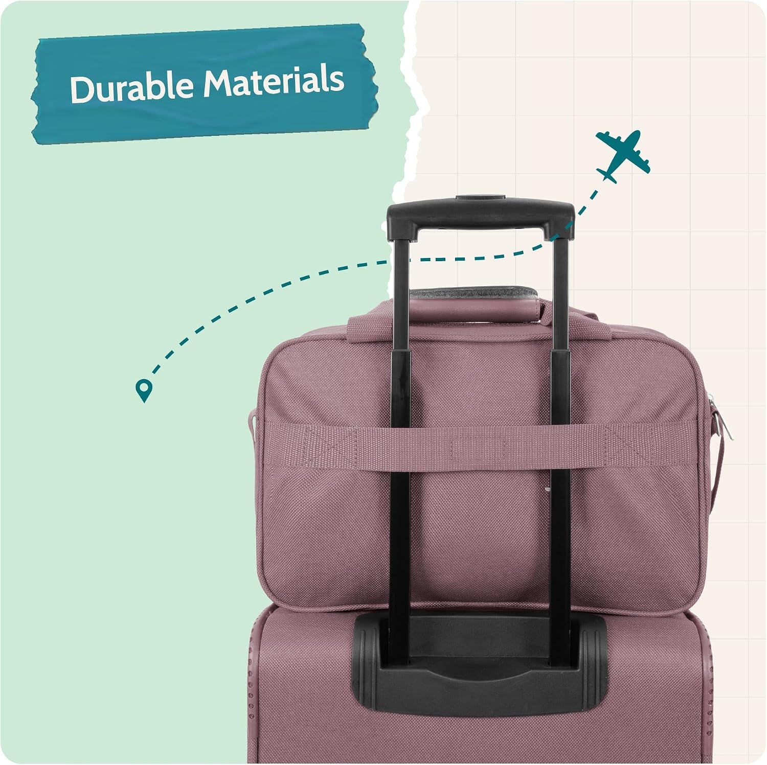 image:imageUS Traveler Rio 14 Travel Tote Bag Lightweight 1200D CarryOn Bag for Women amp MenMauve