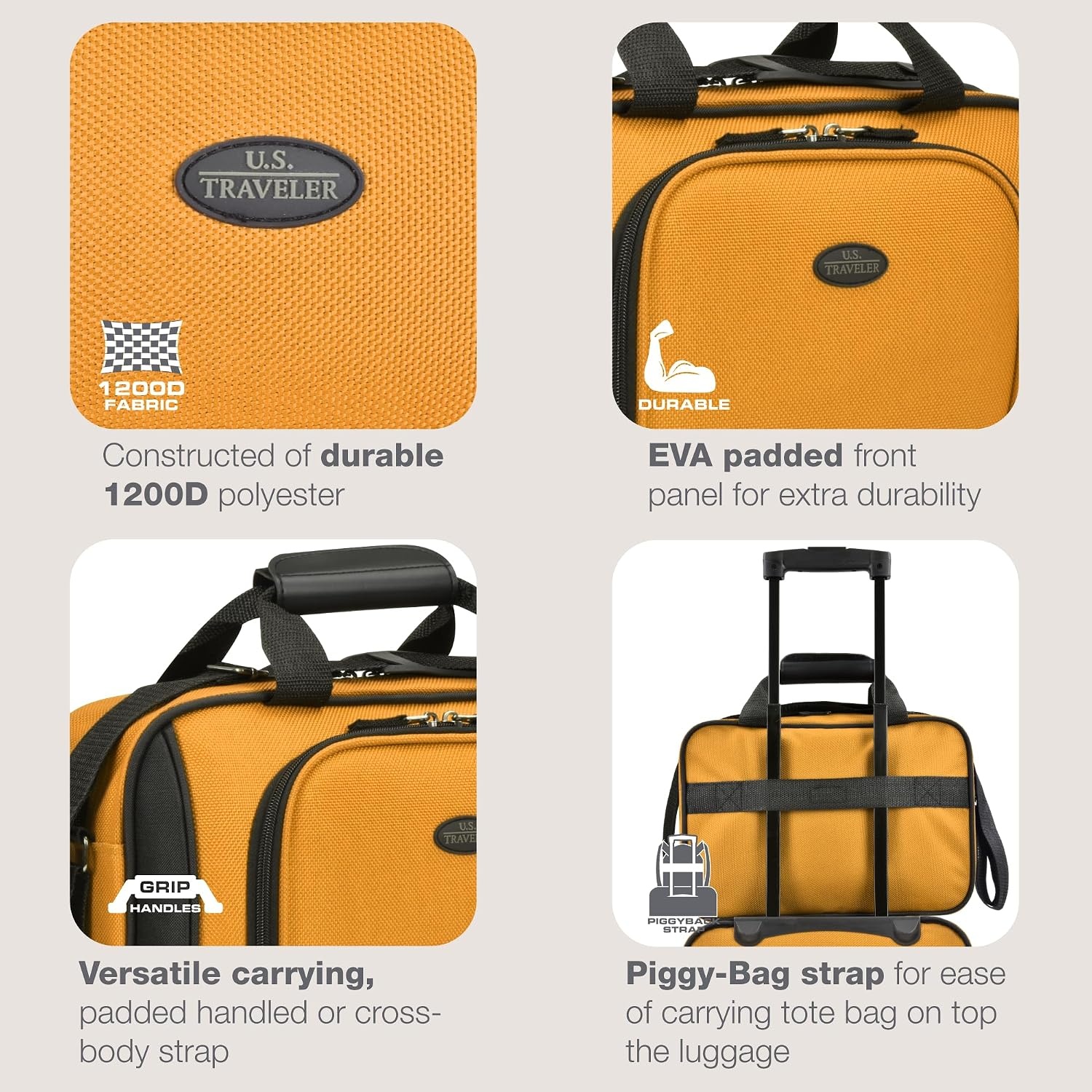 image:imageUS Traveler Rio 14 Travel Tote Bag Lightweight 1200D CarryOn Bag for Women amp MenOrange
