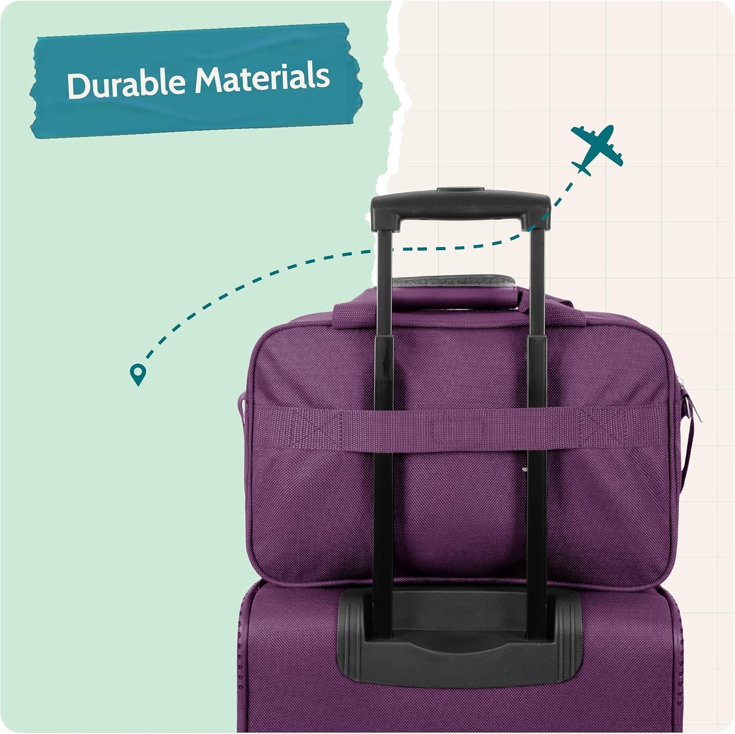 image:imageUS Traveler Rio 14 Travel Tote Bag Lightweight 1200D CarryOn Bag for Women amp MenPurple