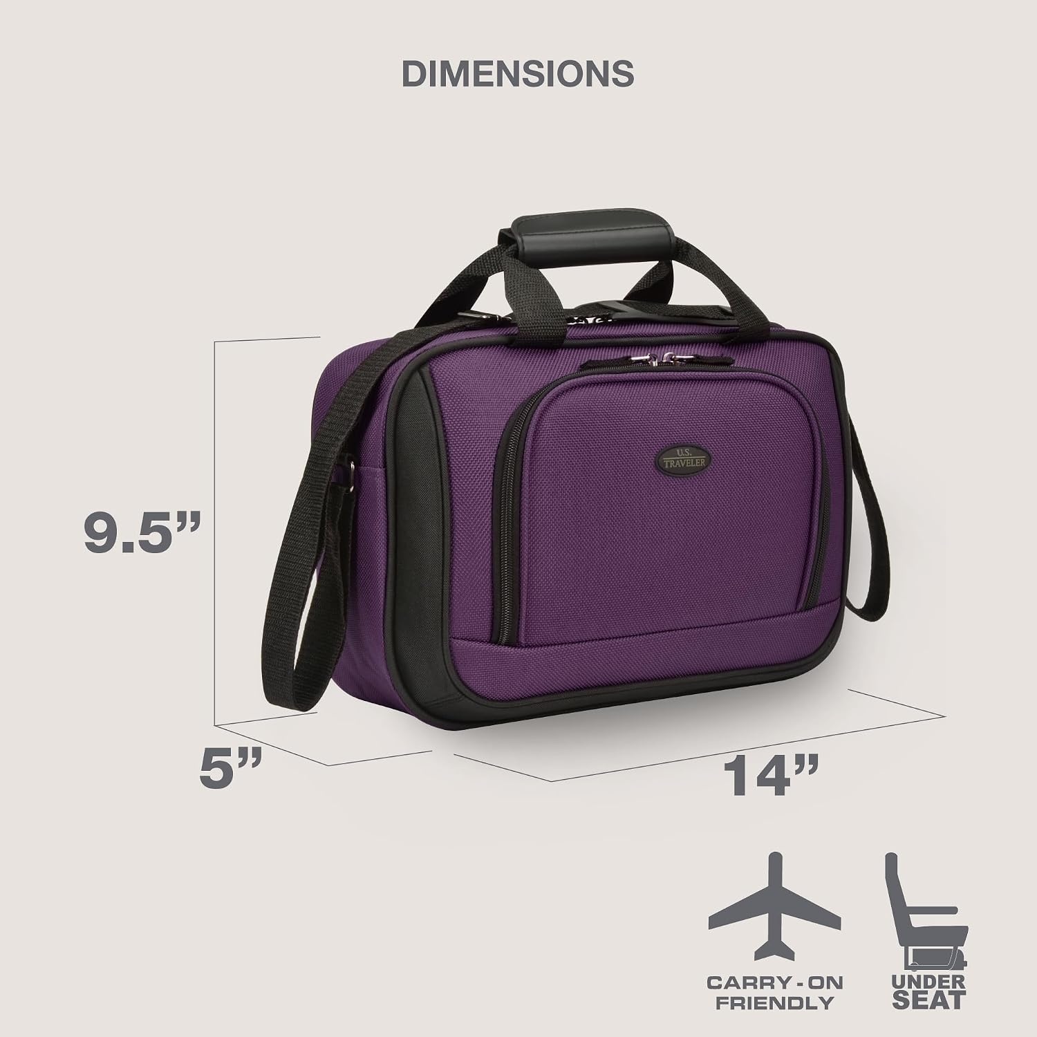 image:imageUS Traveler Rio 14 Travel Tote Bag Lightweight 1200D CarryOn Bag for Women amp MenPurple