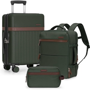 U.S. Traveler Vista Way 3-Piece Travel Set, 21-Inch Carry-on Hardside with TSA Lock, 18-Inch Travel Backpack with Laptop Sleeve, Toiletry Bag, Green(Green)